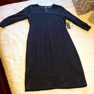 NWT Bold Elements black mesh neckline and sleeve bodycon dress, size M